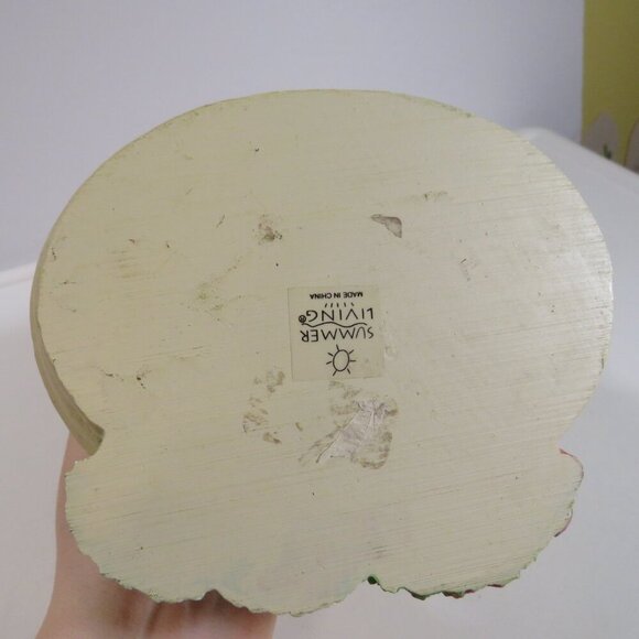 Kohls Cream Oval Flower Pot Planter with Floral applique & built in saucer - Picture 9 of 15